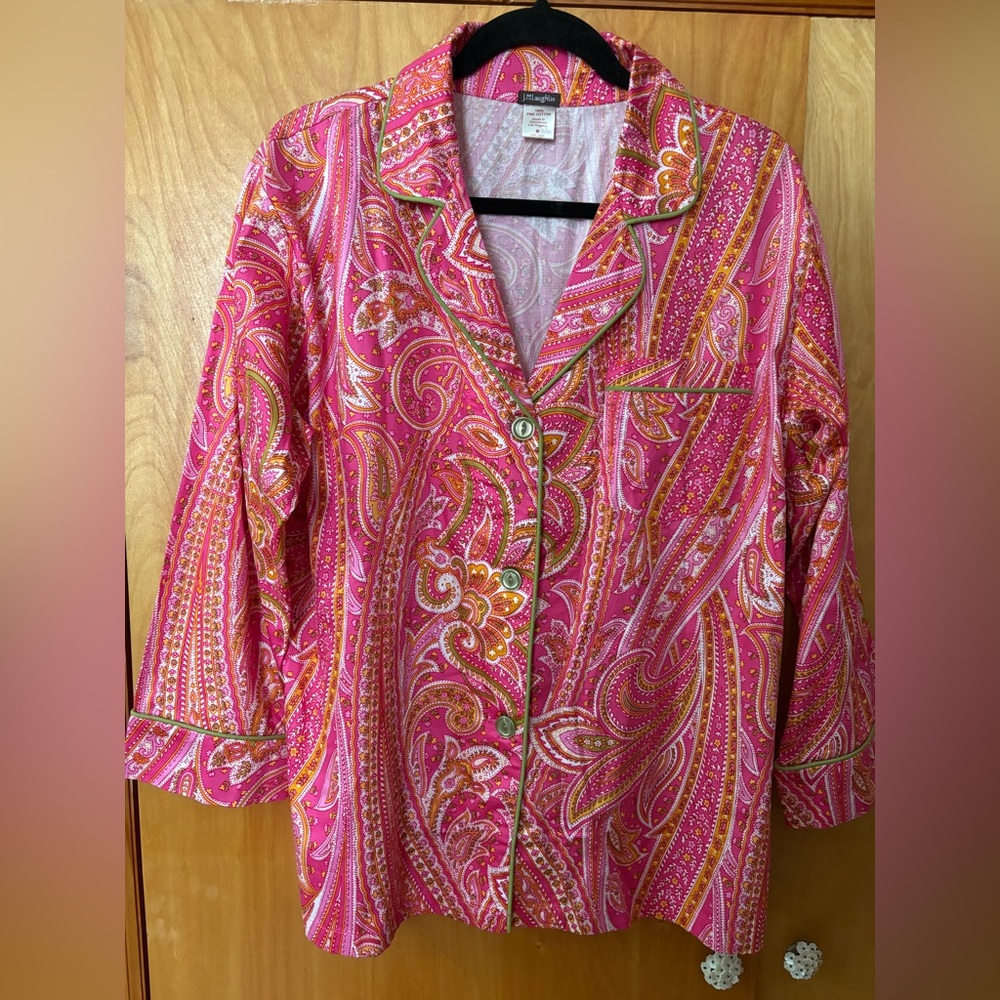 J. McLaughlin paisley pajama top size m